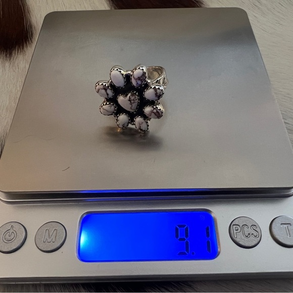 ❤️ Wild Horse Jasper Navajo Cluster Ring w Heart Center Adjustable Ring 9.1 Gm - Picture 8 of 14